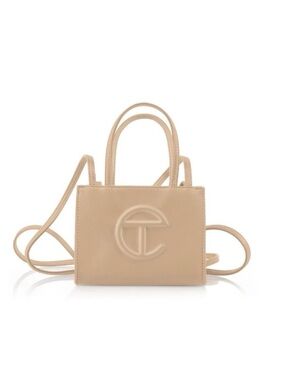 Telfar small cream shopping bag